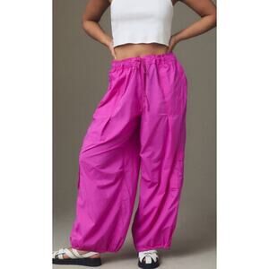 Anthropologie Daily Practice Base Jump Parachute Pants Medium Magenta Disco Pink